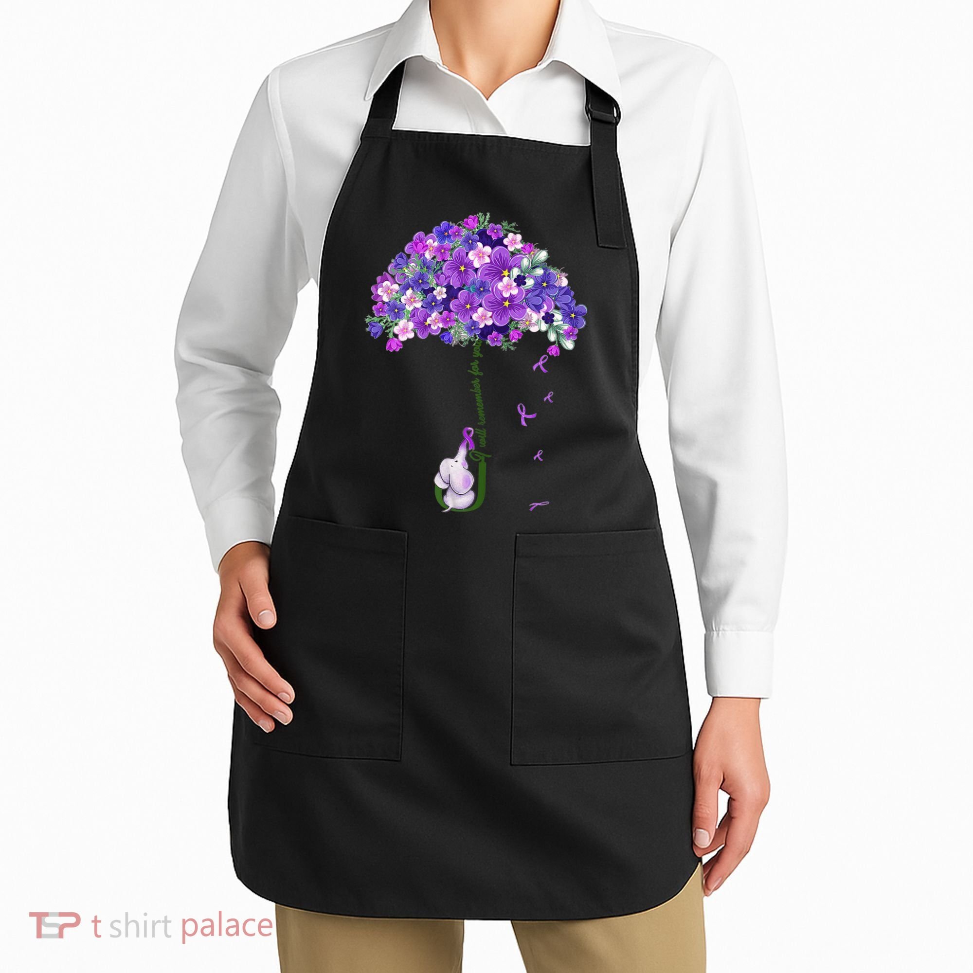 Alzheimer Awareness Cute Elephant I Will Remember For You Apron