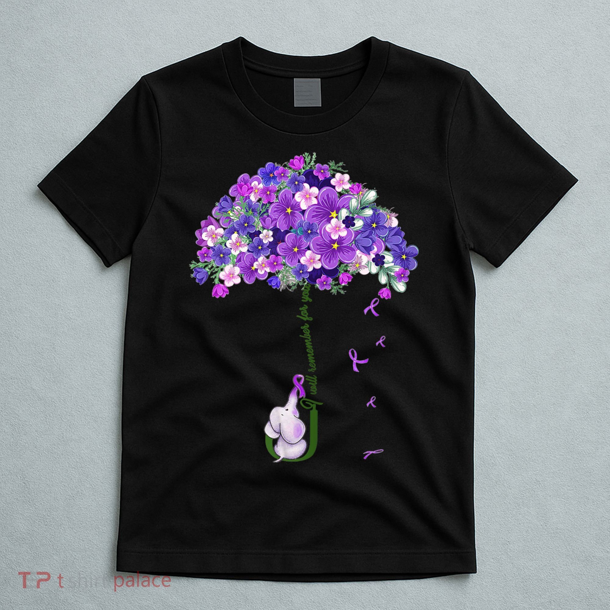 Alzheimer Awareness Cute Elephant I Will Remember For You T-Shirt