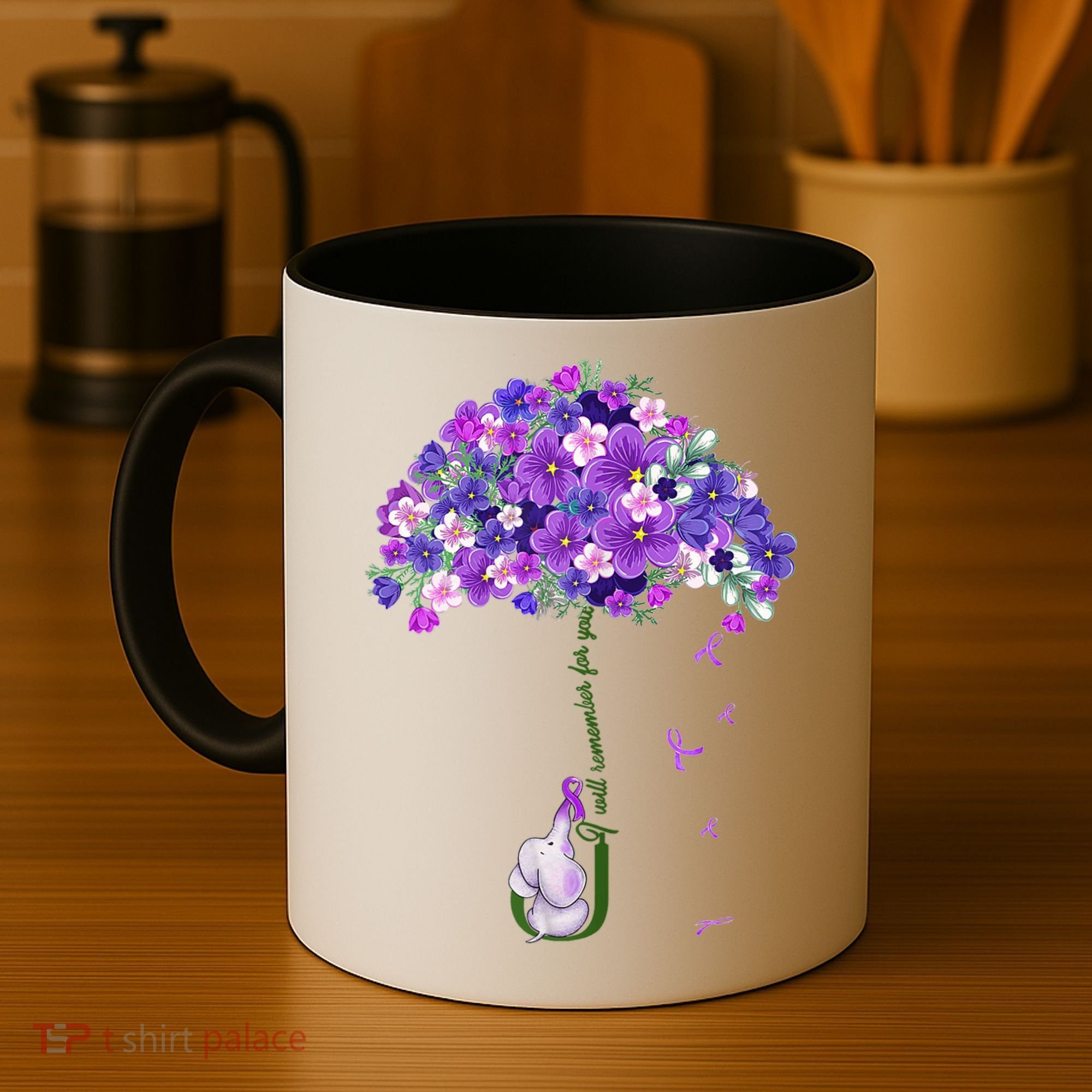 Alzheimer Awareness Cute Elephant I Will Remember For You Coffee Mug