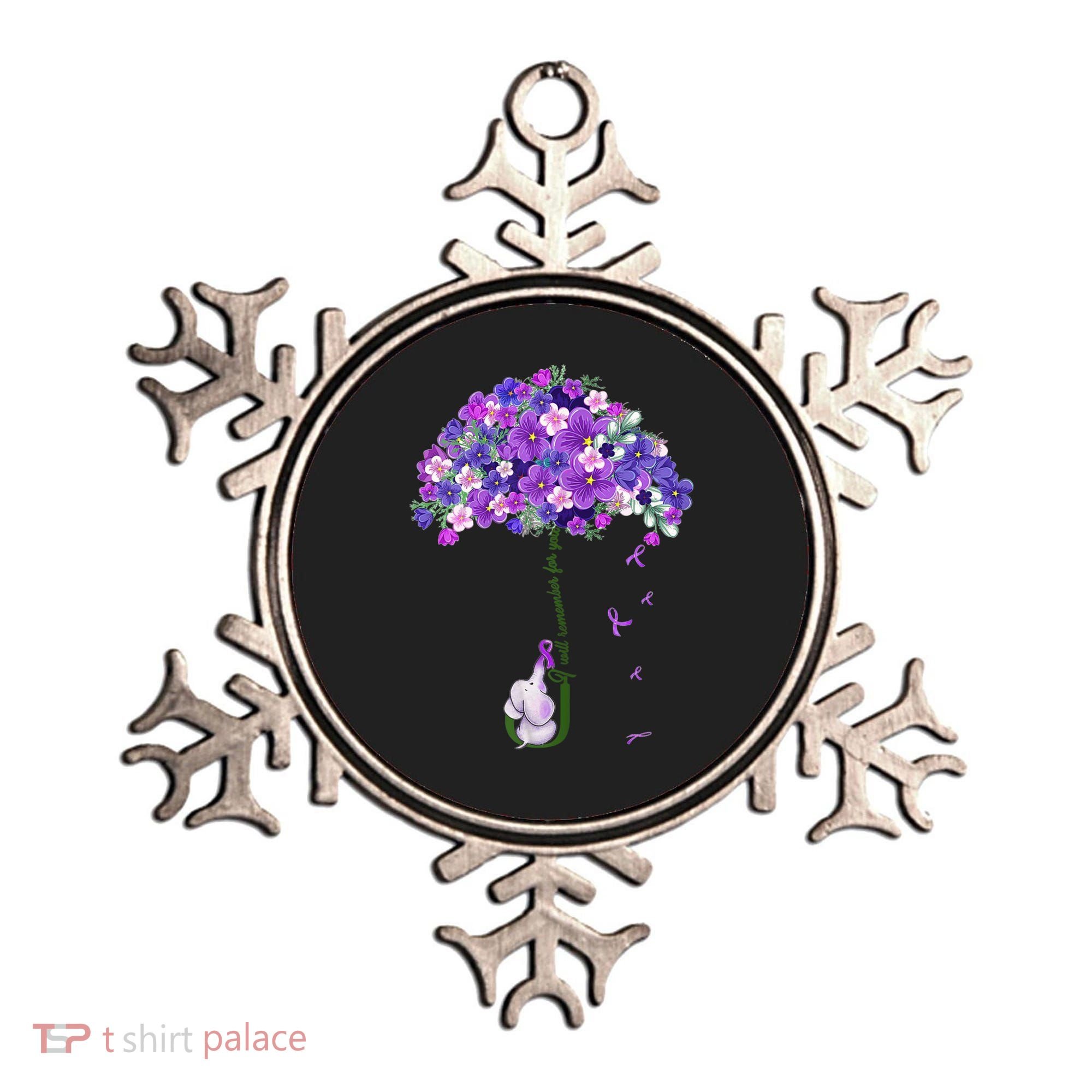 Alzheimer Awareness Cute Elephant I Will Remember For You Ornament