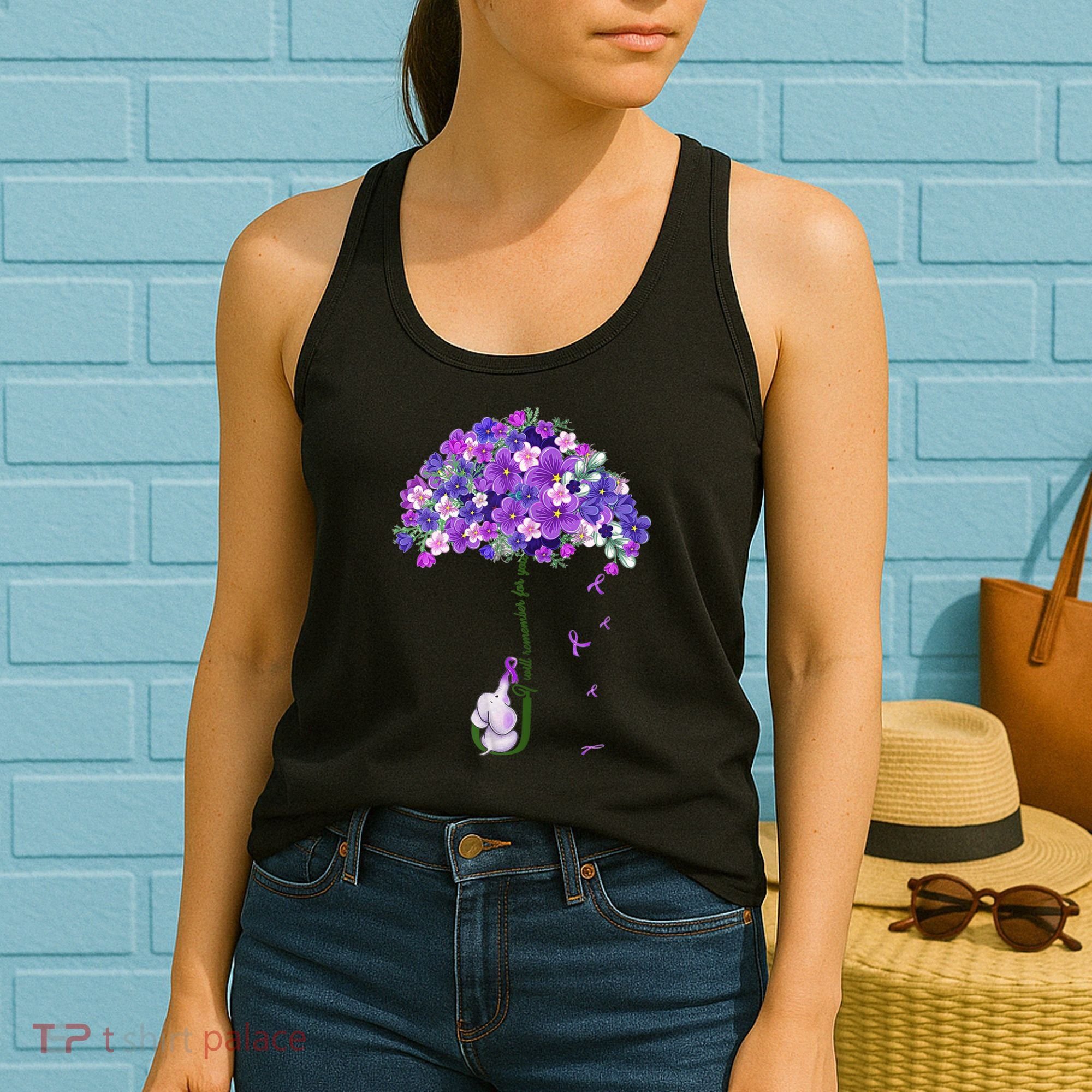 Alzheimer Awareness Cute Elephant I Will Remember For You Women's Tank Top