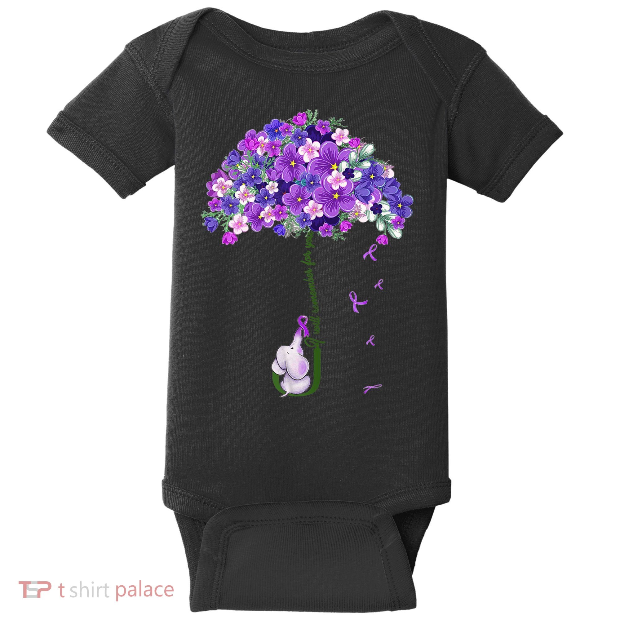 Alzheimer Awareness Cute Elephant I Will Remember For You Baby Bodysuit