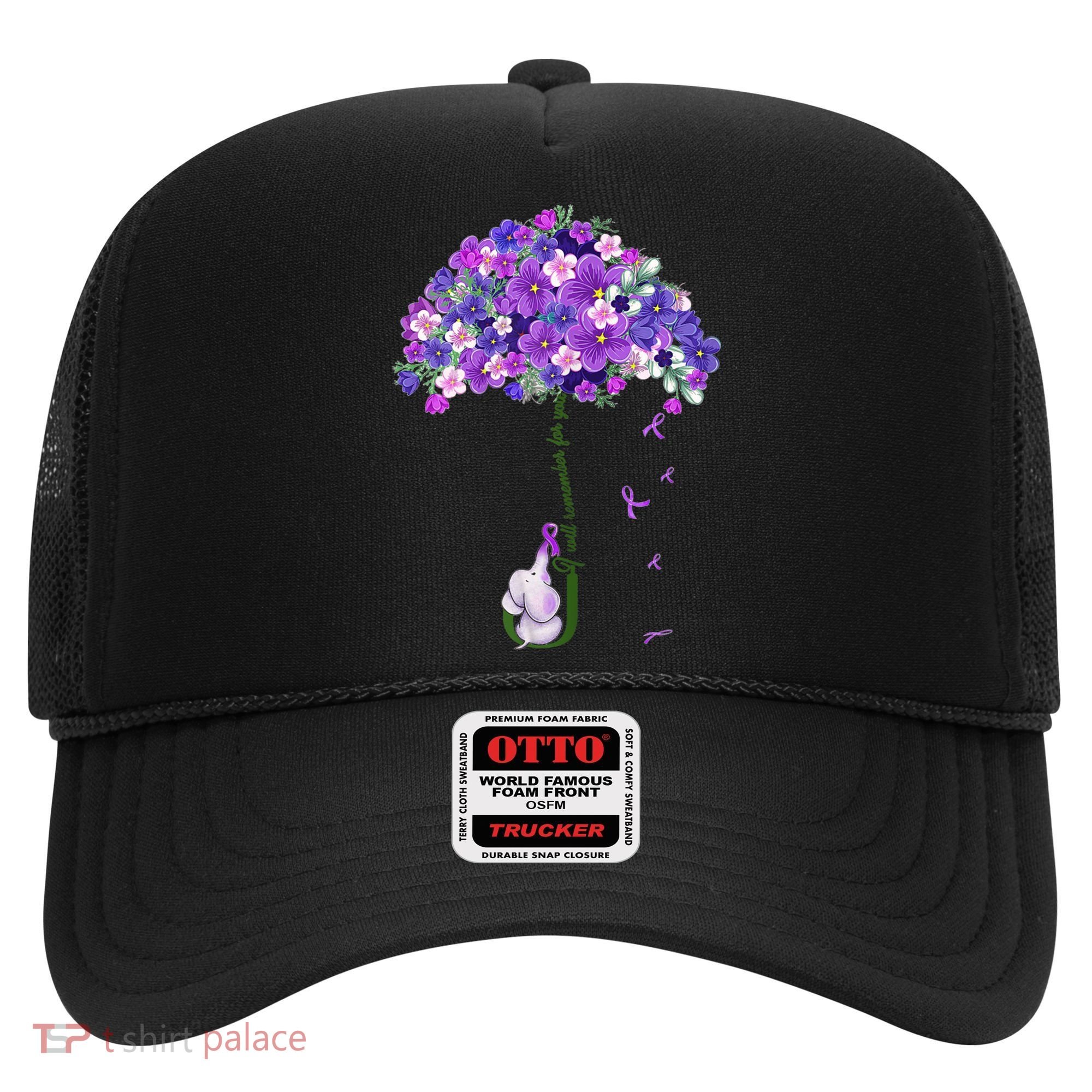 Alzheimer Awareness Cute Elephant I Will Remember For You Hat
