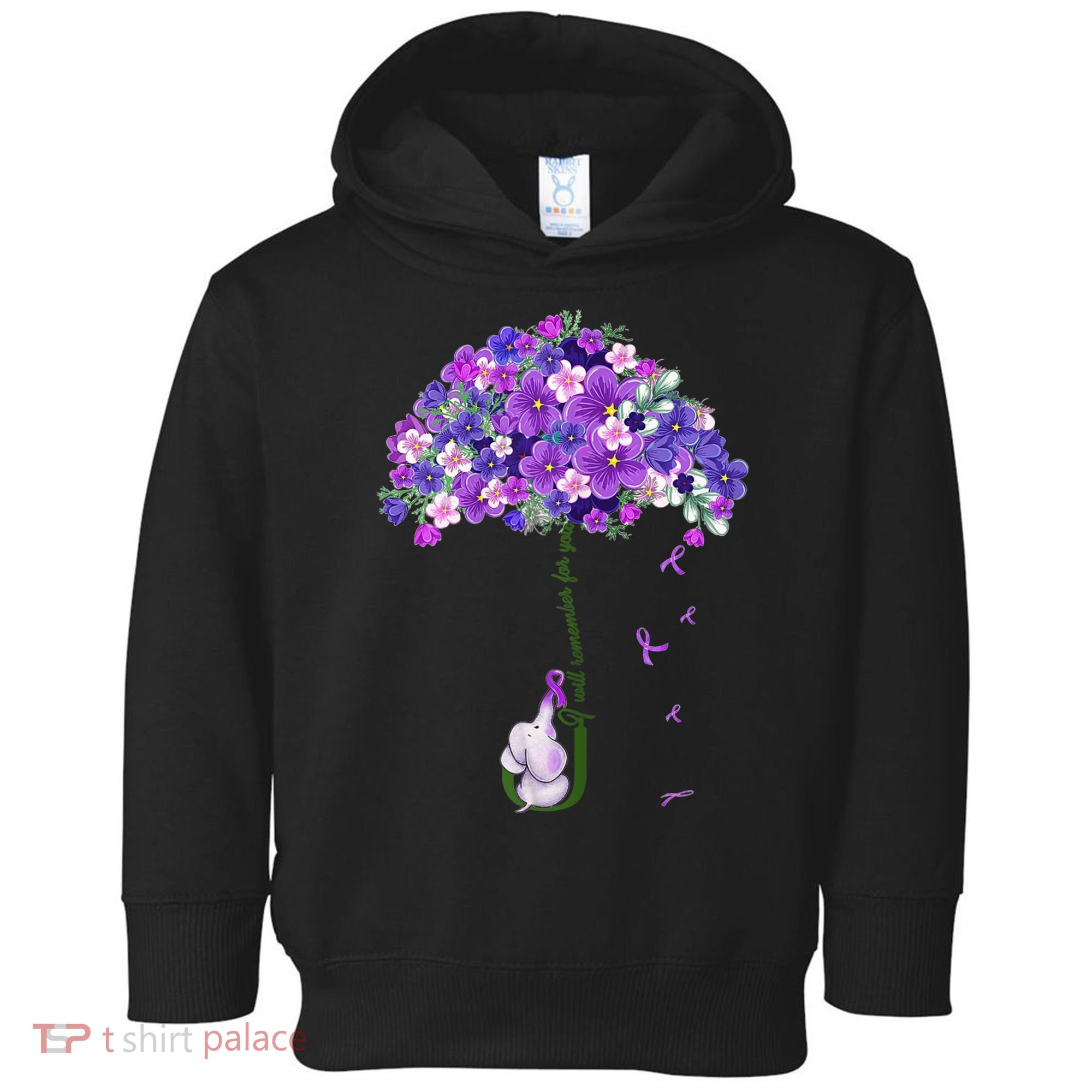 Alzheimer Awareness Cute Elephant I Will Remember For You Toddler Hoodie