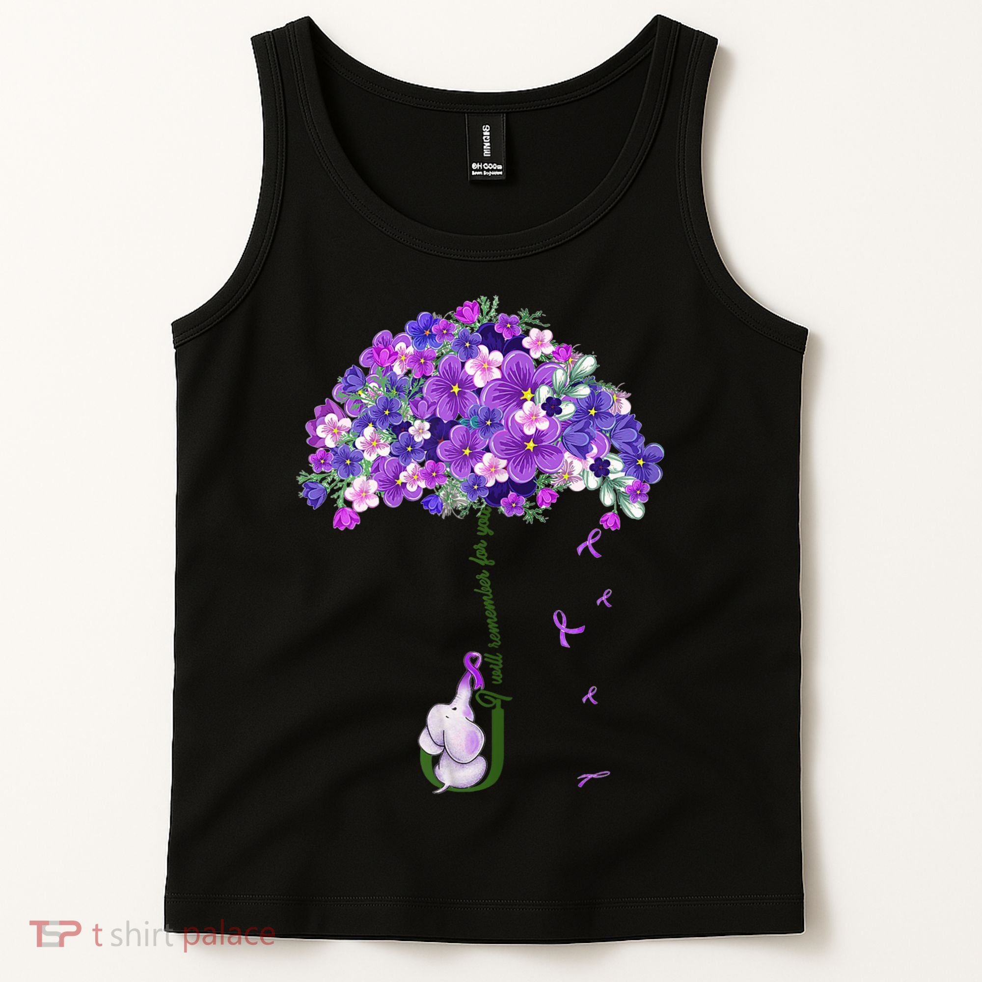 Alzheimer Awareness Cute Elephant I Will Remember For You Tank Top