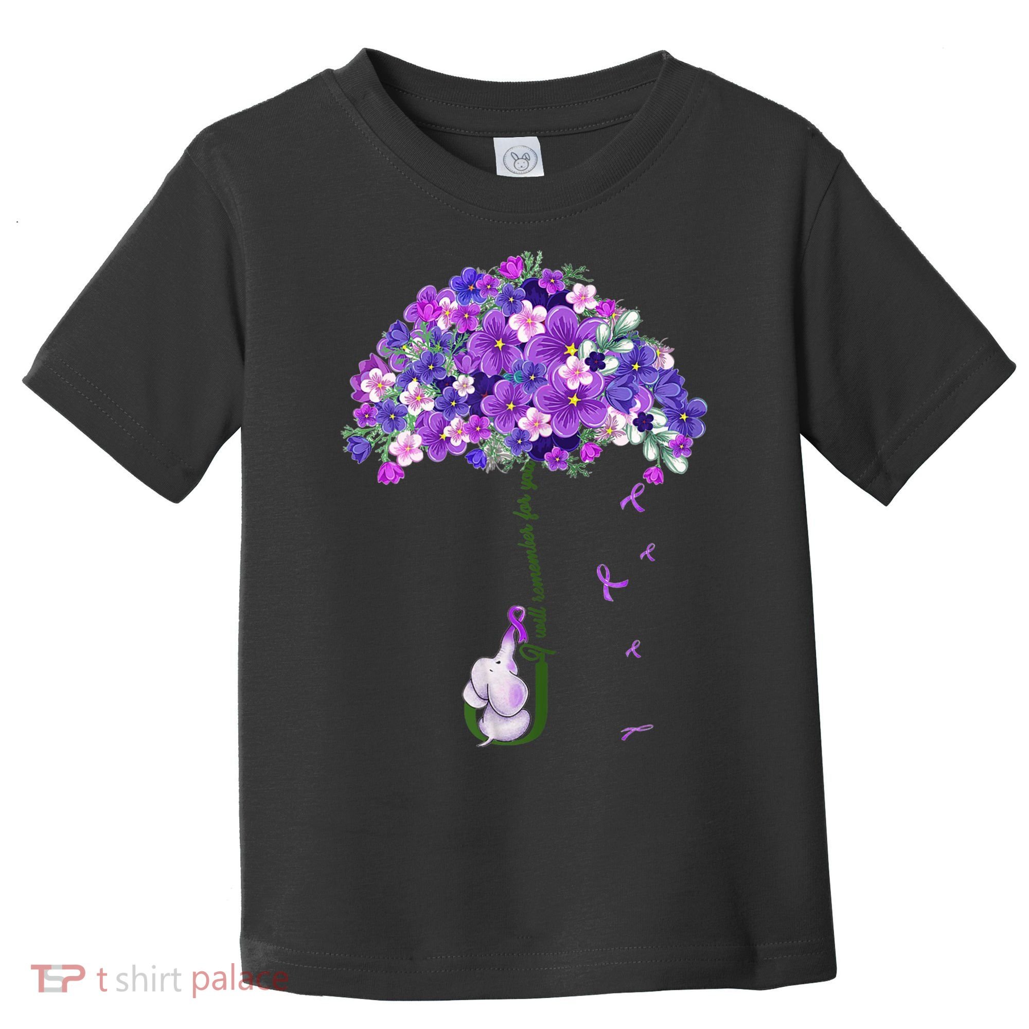 Alzheimer Awareness Cute Elephant I Will Remember For You Toddler T-Shirt
