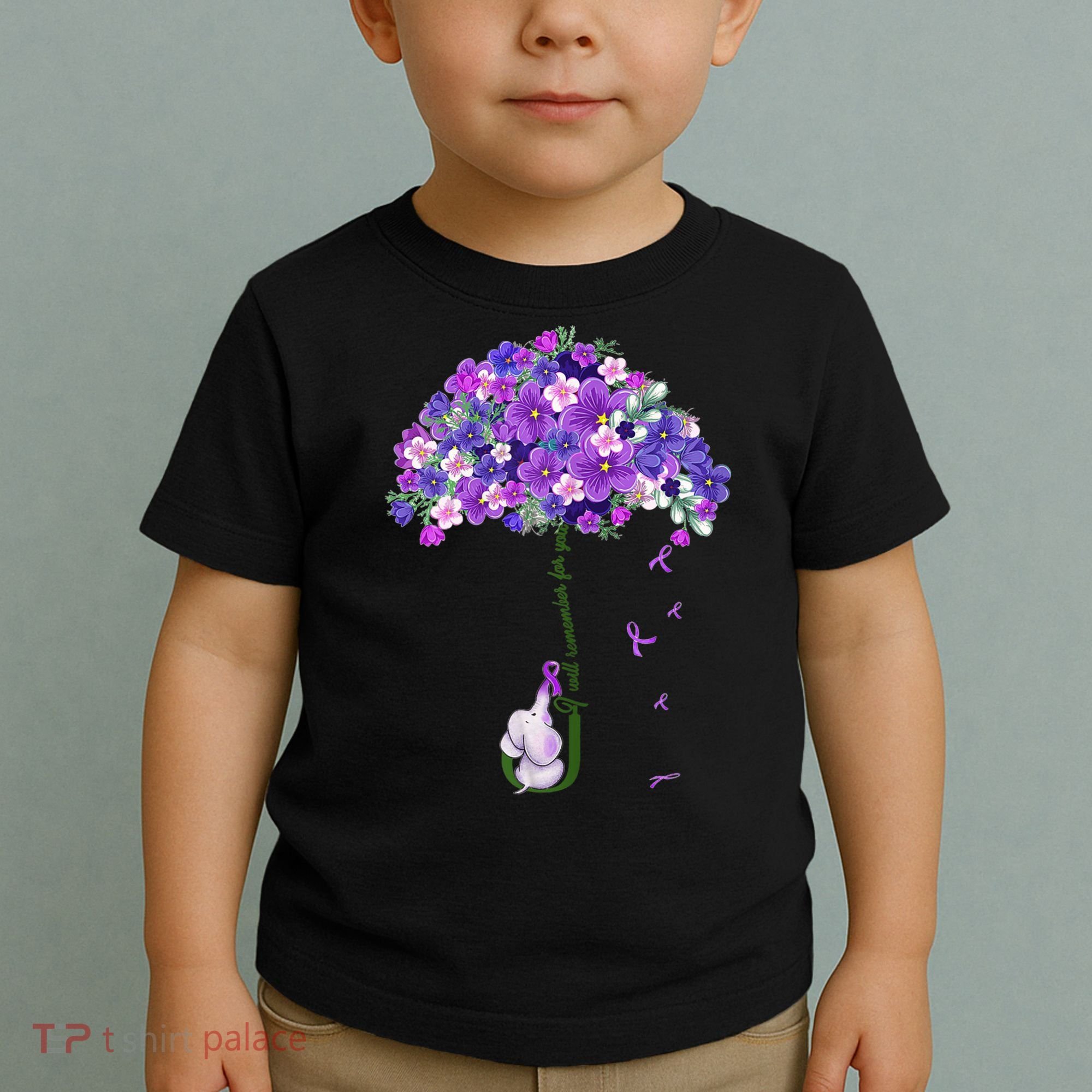 Alzheimer Awareness Cute Elephant I Will Remember For You Toddler T-Shirt