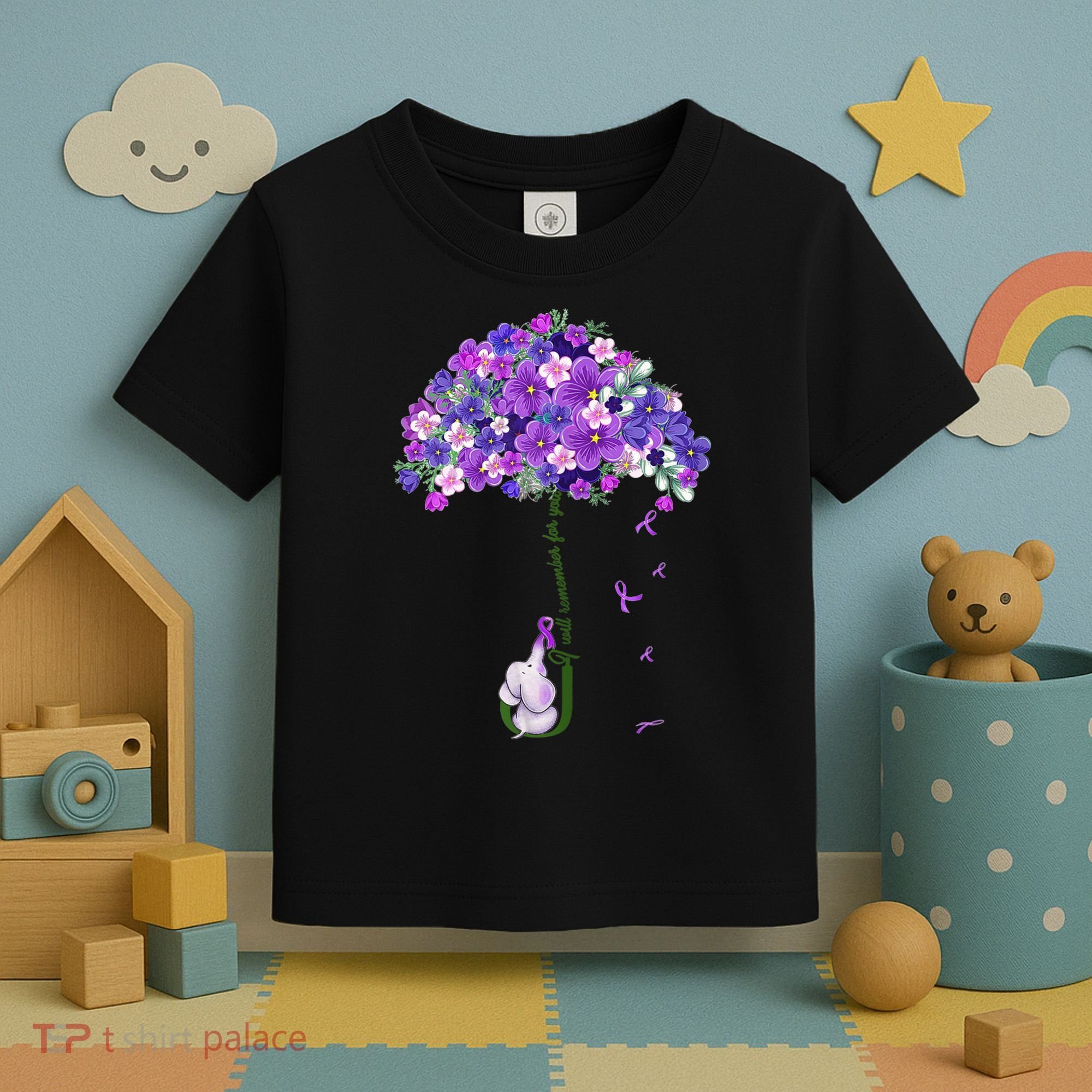 Alzheimer Awareness Cute Elephant I Will Remember For You Toddler T-Shirt