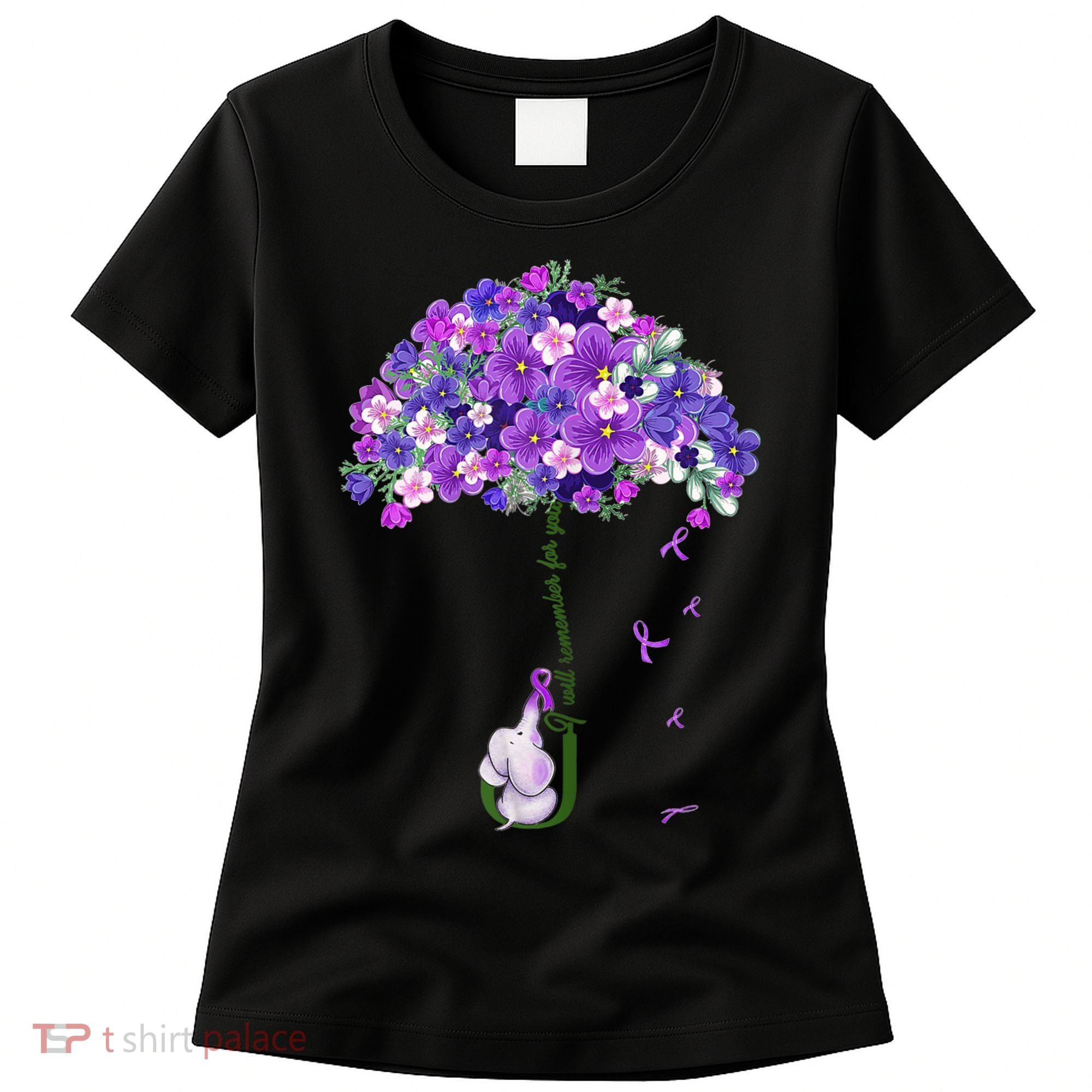 Alzheimer Awareness Cute Elephant I Will Remember For You Women's T-Shirt