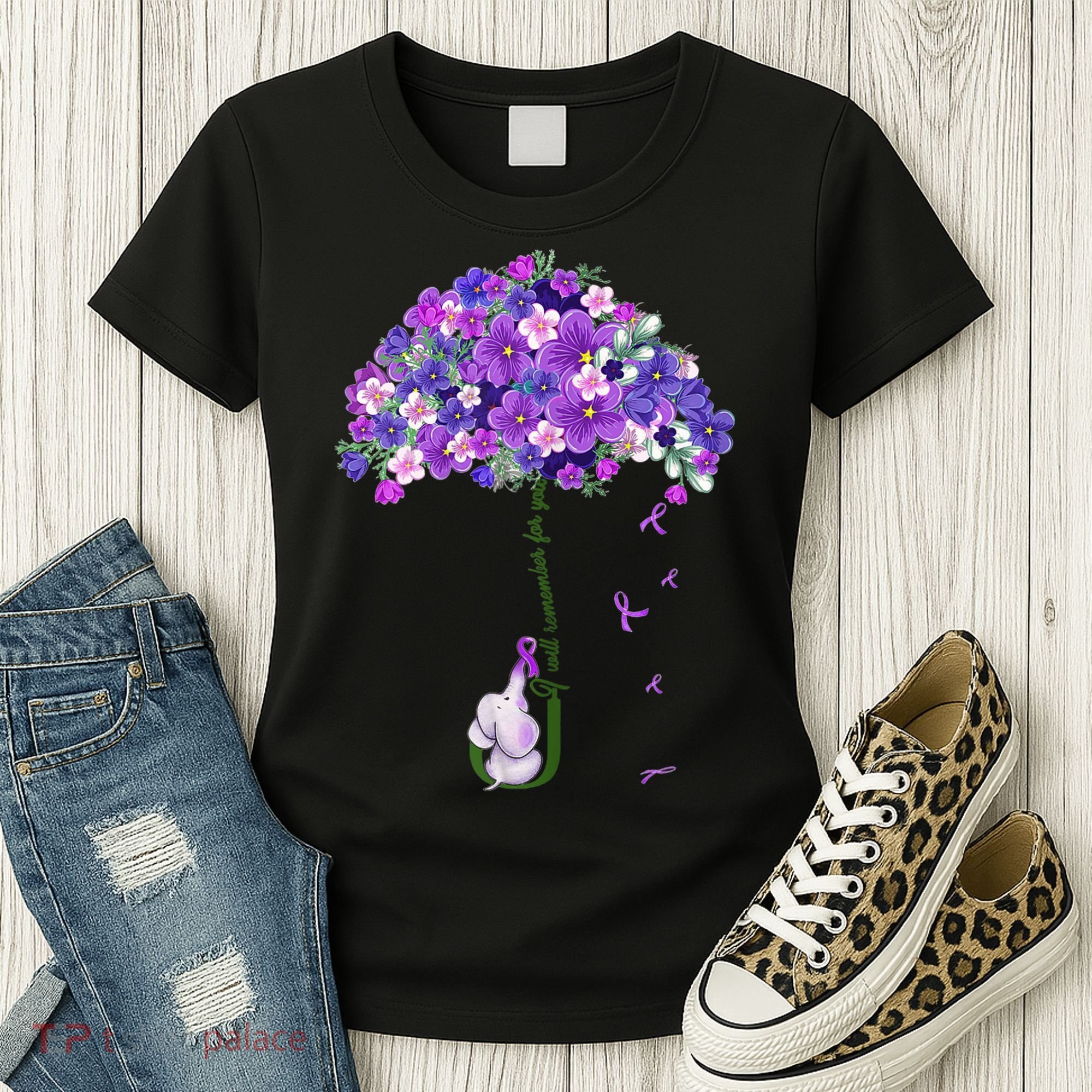 Alzheimer Awareness Cute Elephant I Will Remember For You Women's T-Shirt