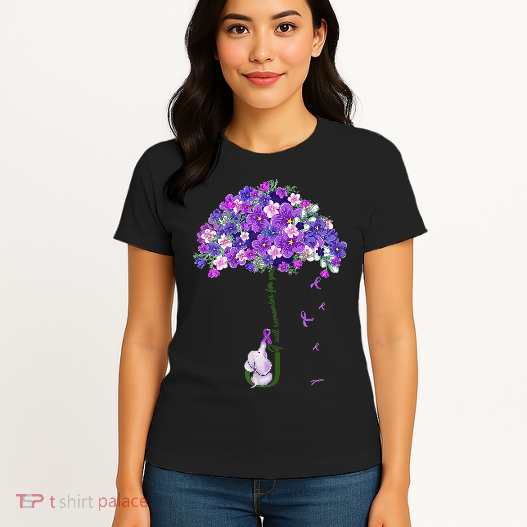 Alzheimer Awareness Cute Elephant I Will Remember For You Women's T-Shirt