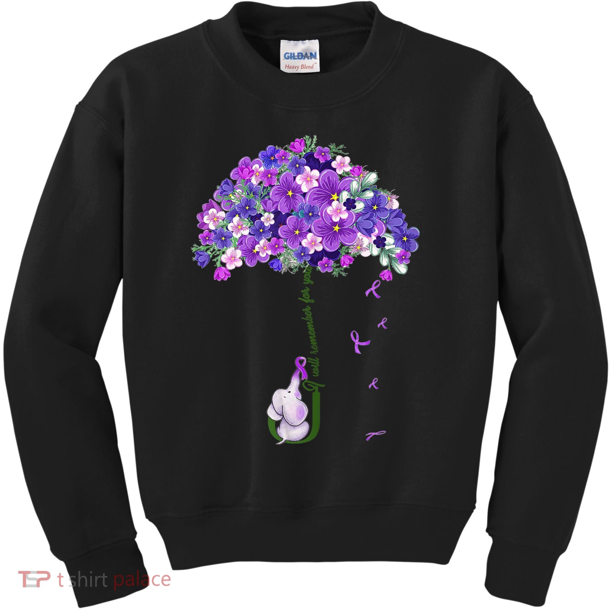 Alzheimer Awareness Cute Elephant I Will Remember For You Kids Sweatshirt