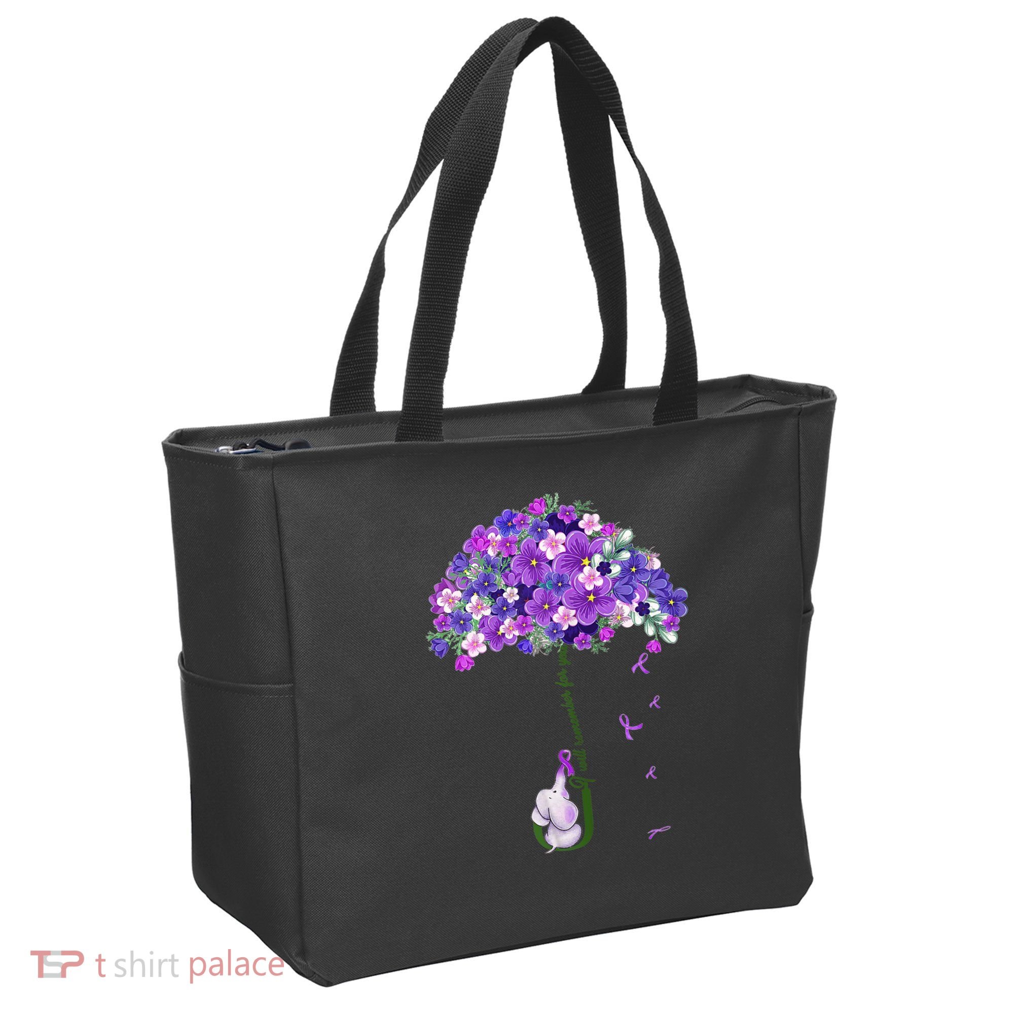 Alzheimer Awareness Cute Elephant I Will Remember For You Tote Bag