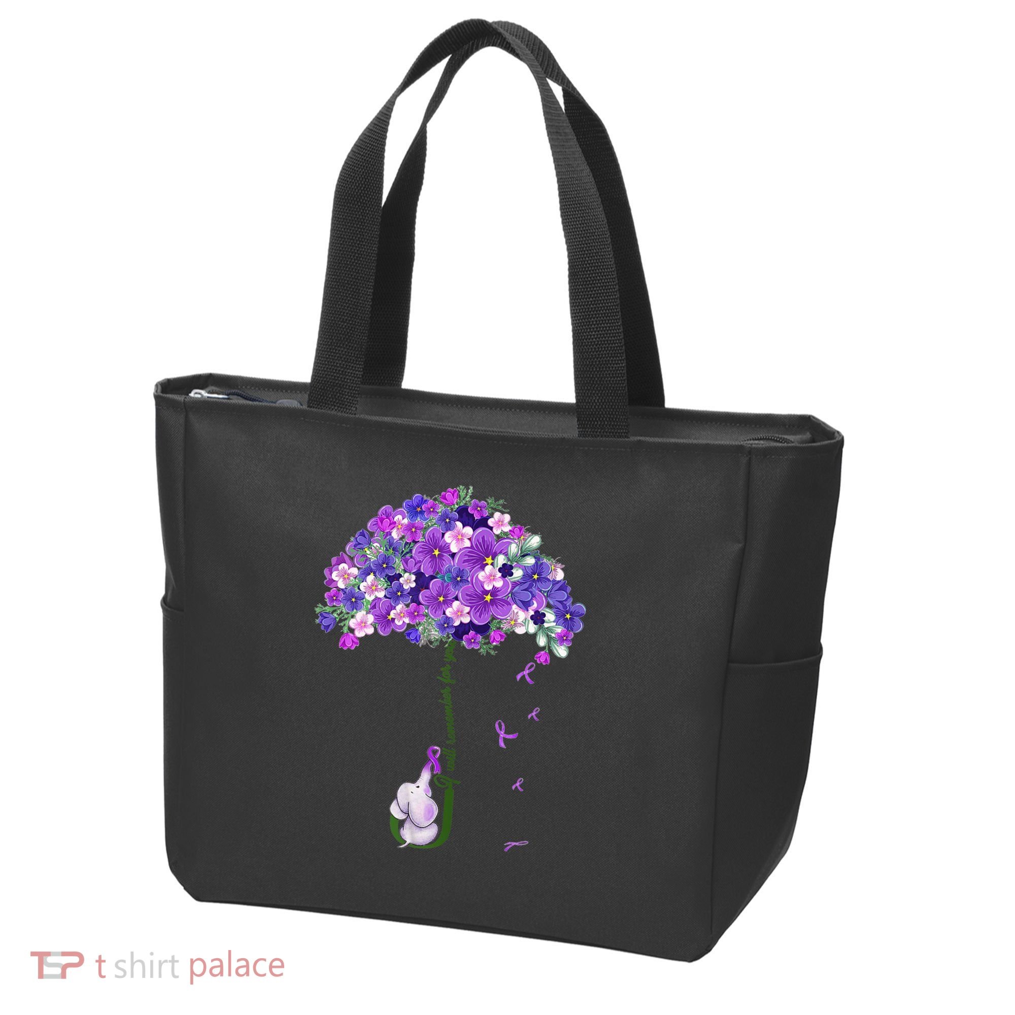 Alzheimer Awareness Cute Elephant I Will Remember For You Tote Bag