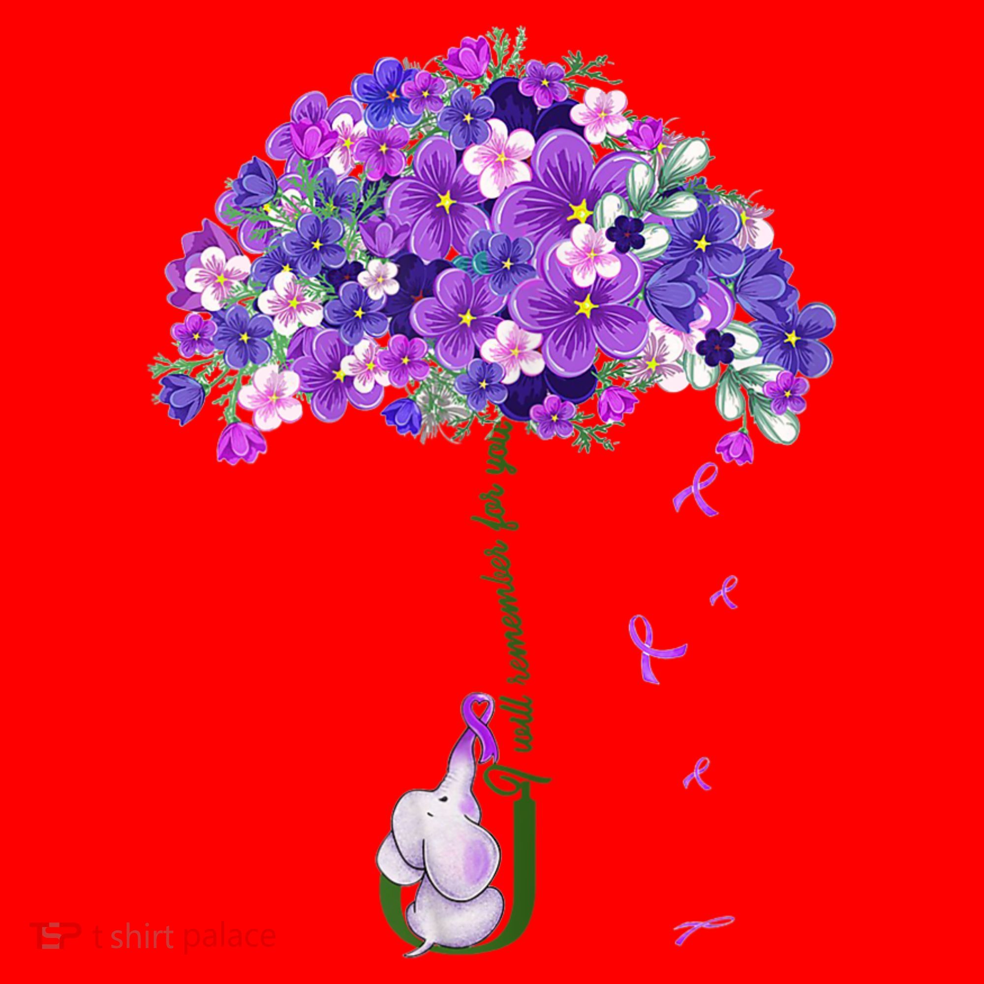 Alzheimer Awareness Cute Elephant I Will Remember For You Santa Hat