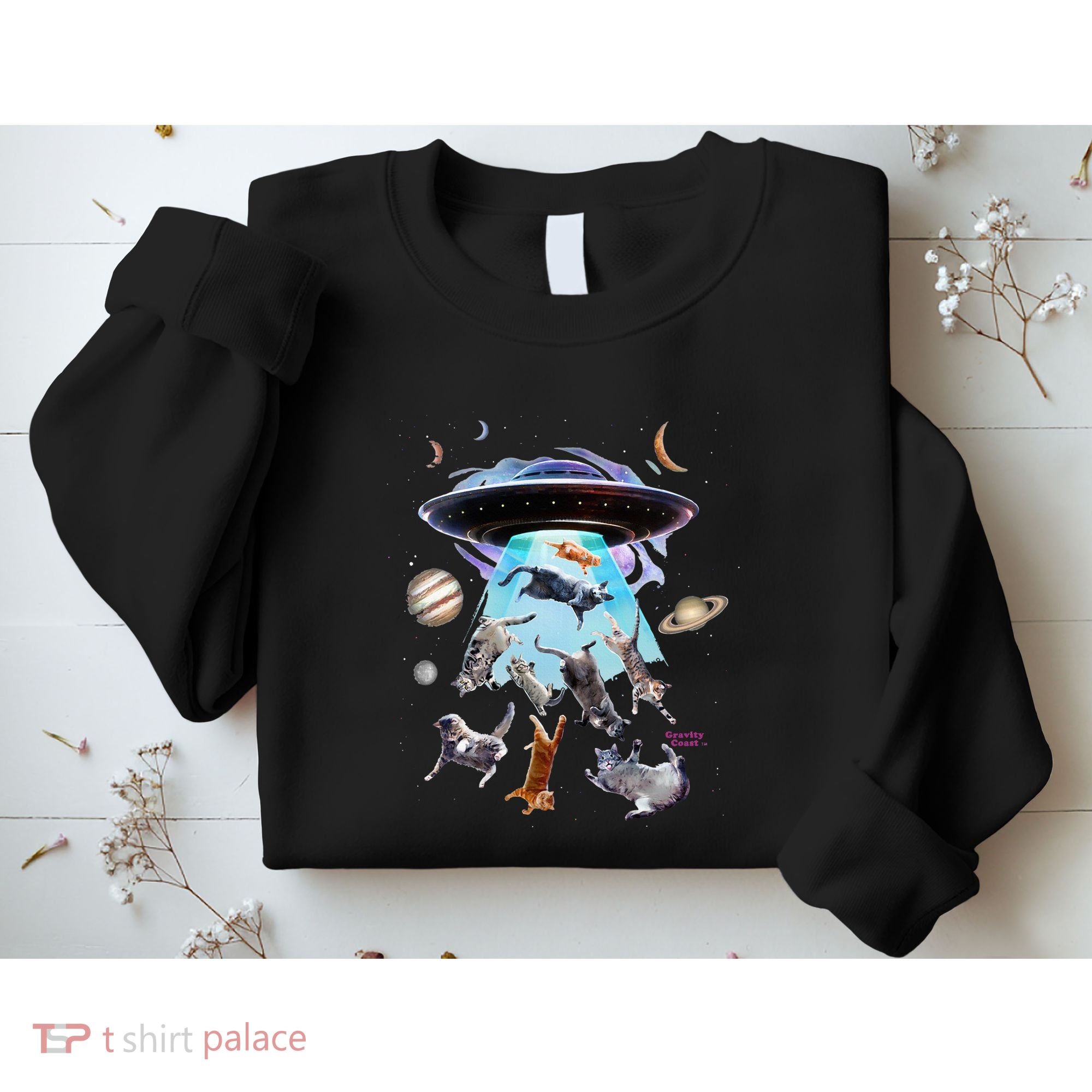 Aliens Abducting Cats Cat Kittens Ufo Saucer Cat Lover Gifts Sweatshirt