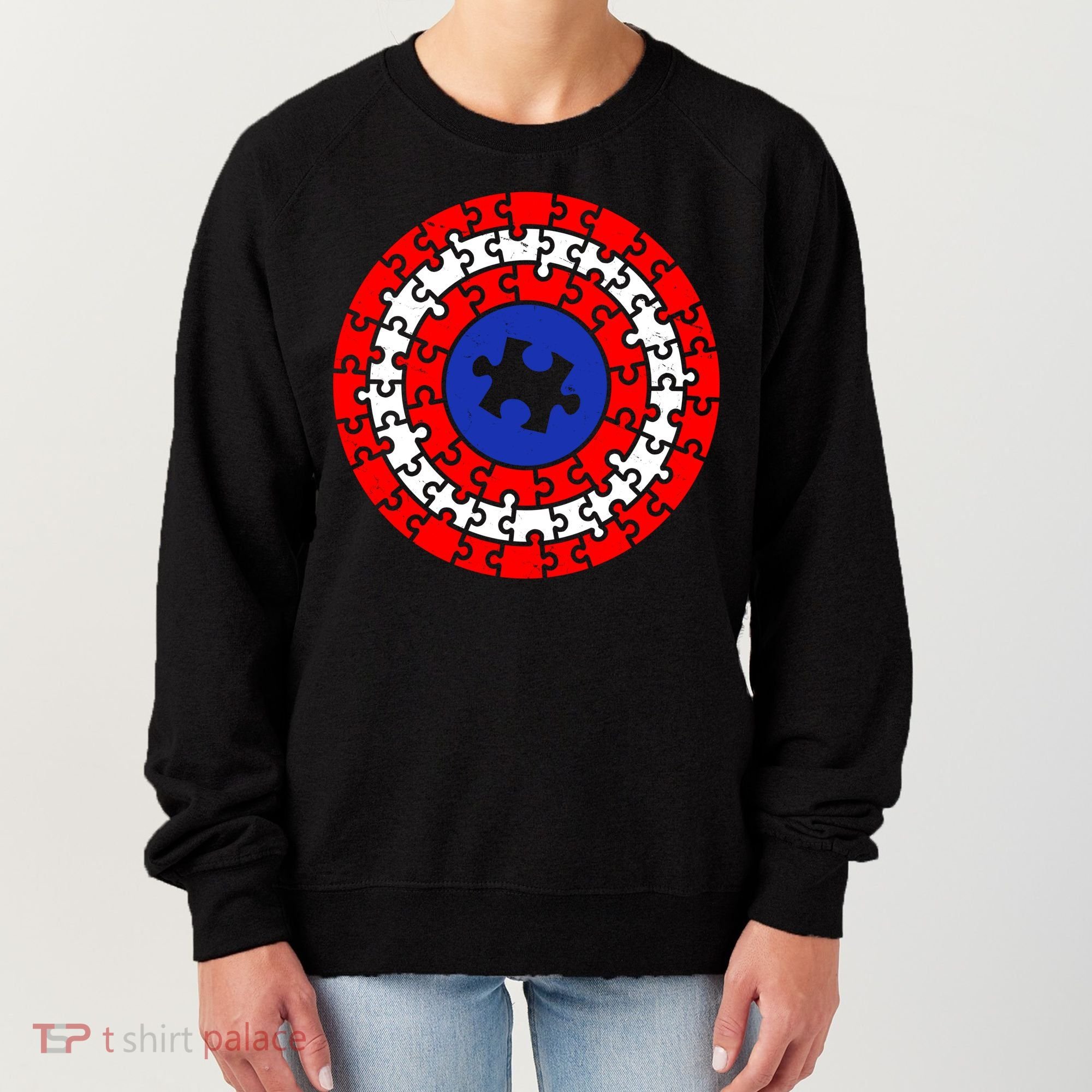 Autism Awareness Captain Puzzle Shield Women's Sweatshirt