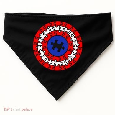 Autism Awareness Captain Puzzle Shield USA-Made Doggie Bandana