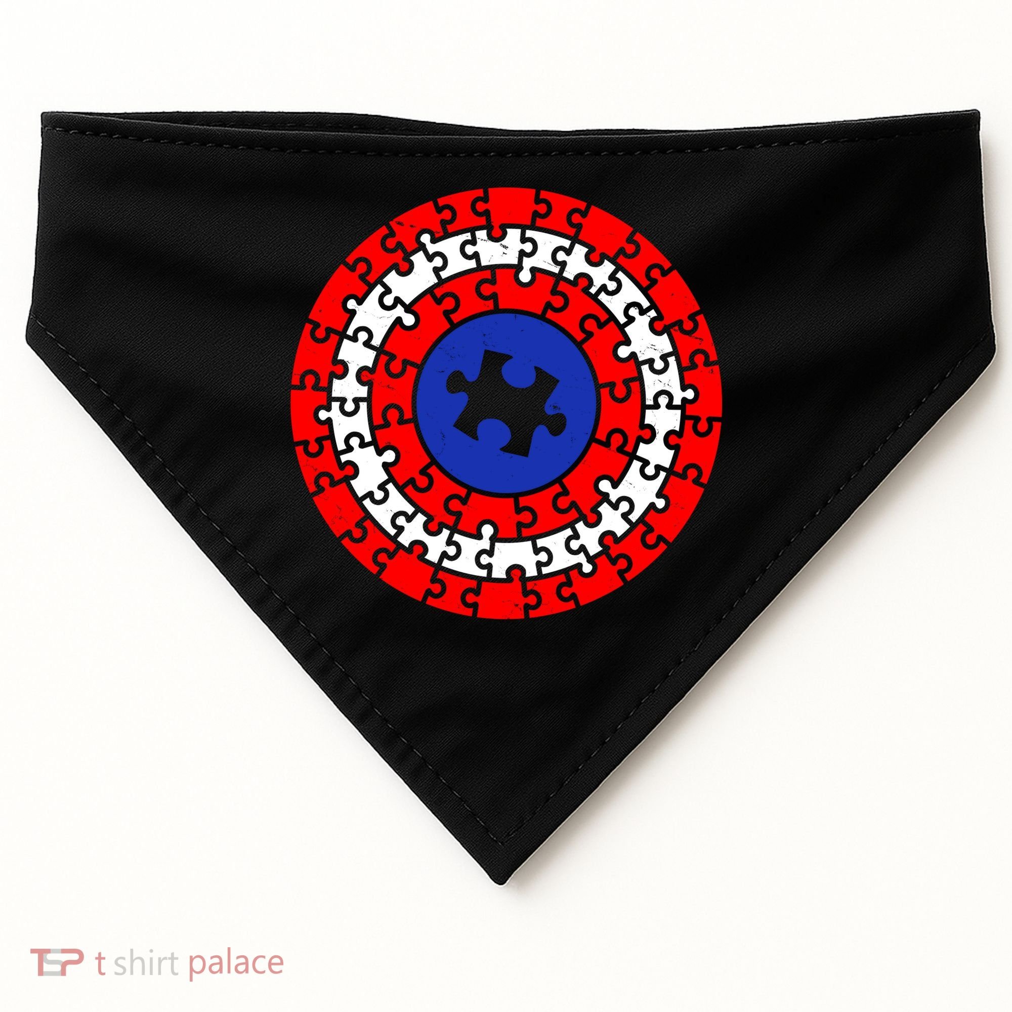 Autism Awareness Captain Puzzle Shield USA-Made Doggie Bandana