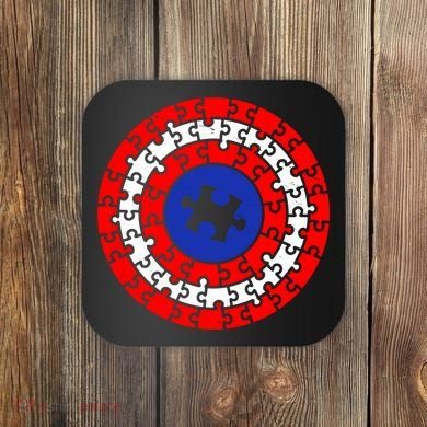 Autism Awareness Captain Puzzle Shield Coaster