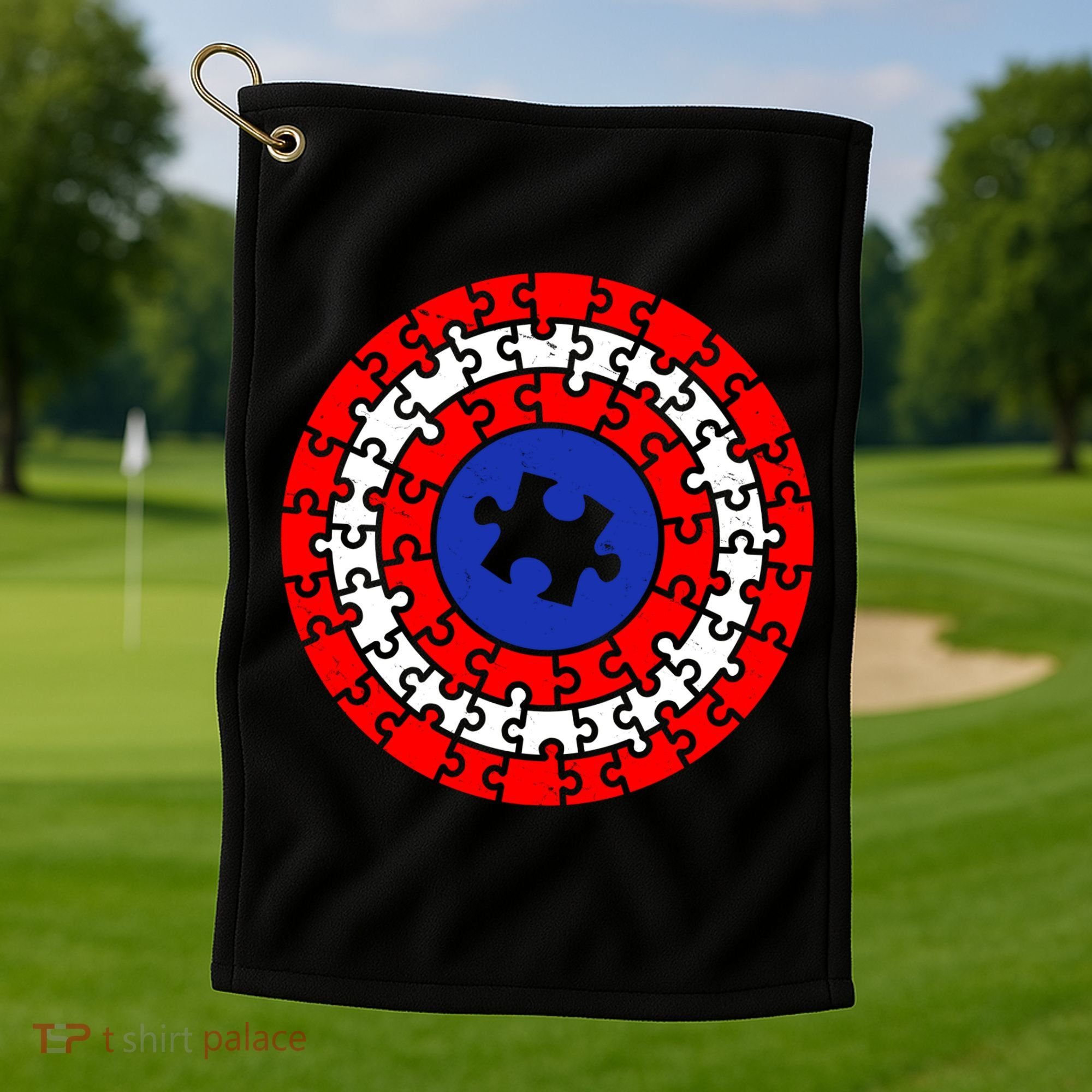 Autism Awareness Captain Puzzle Shield Golf Towel