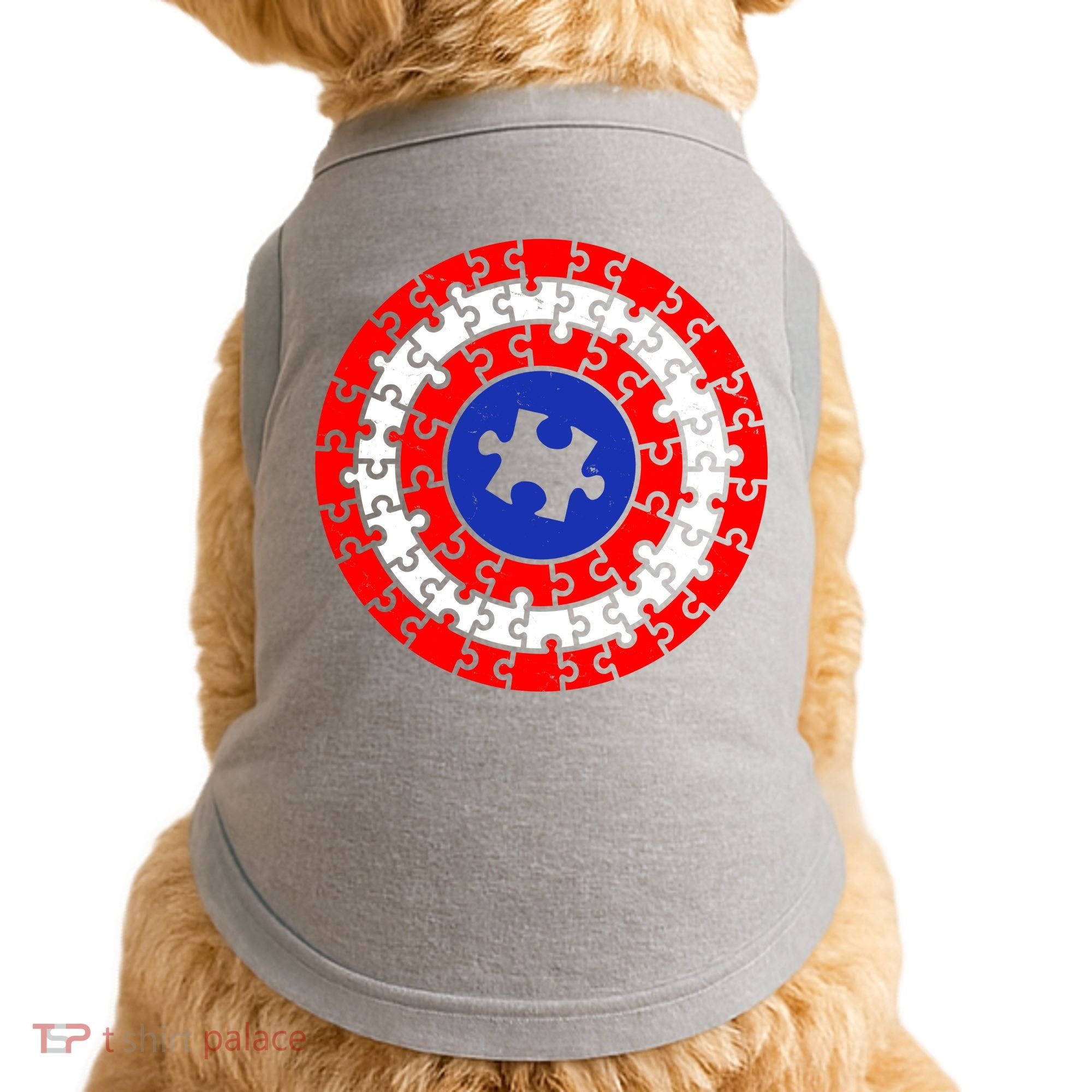 Autism Awareness Captain Puzzle Shield Doggie Tank
