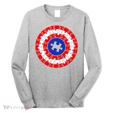 Autism Awareness Captain Puzzle Shield Long Sleeve Shirt