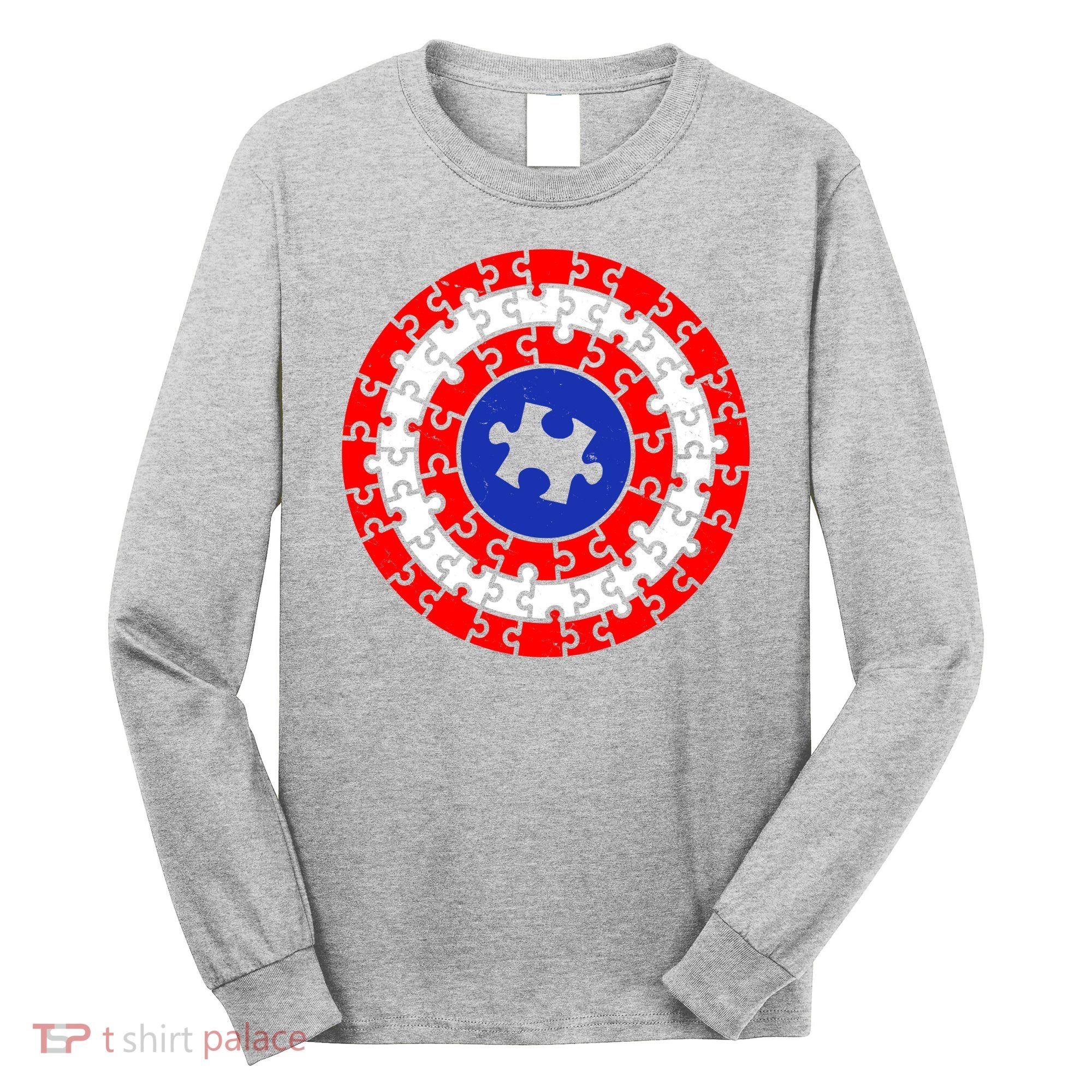 Autism Awareness Captain Puzzle Shield Long Sleeve Shirt