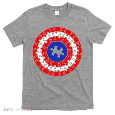 Autism Awareness Captain Puzzle Shield T-Shirt