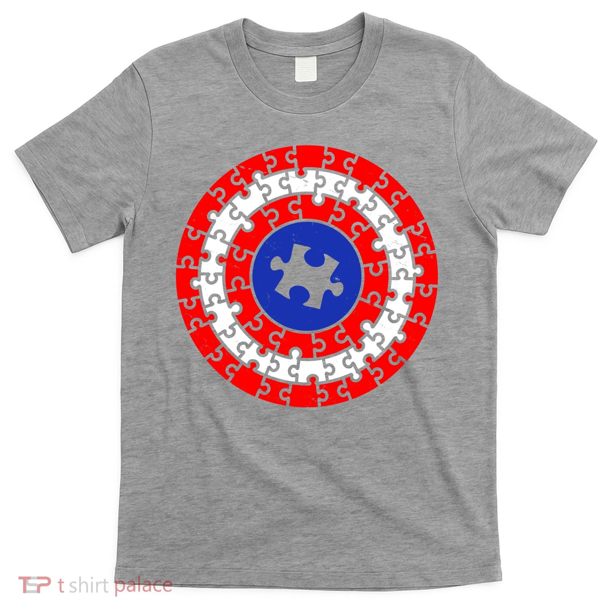 Autism Awareness Captain Puzzle Shield T-Shirt