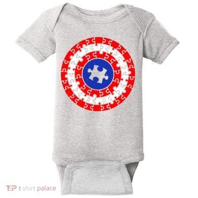 Autism Awareness Captain Puzzle Shield Baby Bodysuit