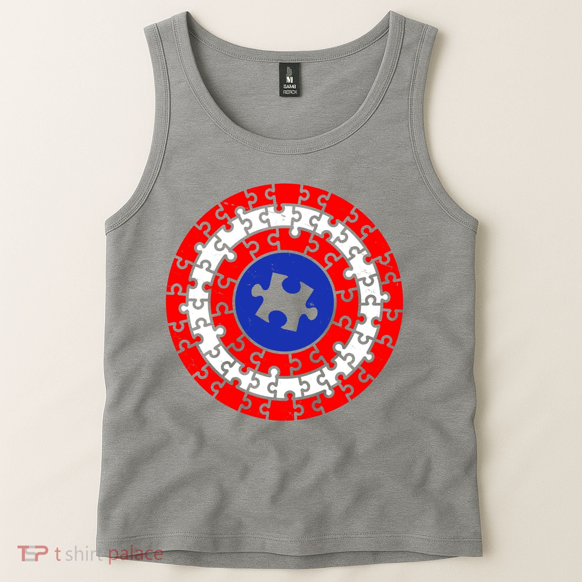 Autism Awareness Captain Puzzle Shield Tank Top