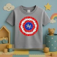 Autism Awareness Captain Puzzle Shield Toddler T-Shirt thumb 3