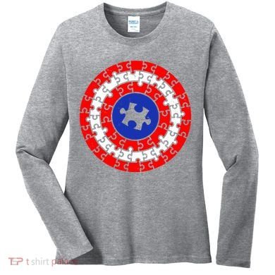 Autism Awareness Captain Puzzle Shield Women's Long Sleeve Shirt