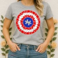 Autism Awareness Captain Puzzle Shield Women's T-Shirt thumb 2