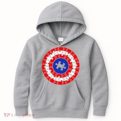 Autism Awareness Captain Puzzle Shield Kids Hoodie