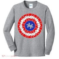 Autism Awareness Captain Puzzle Shield Kids Long Sleeve Shirt thumb 0