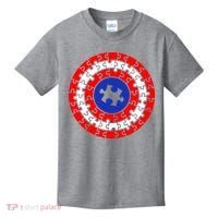 Autism Awareness Captain Puzzle Shield Kids T-Shirt thumb 0