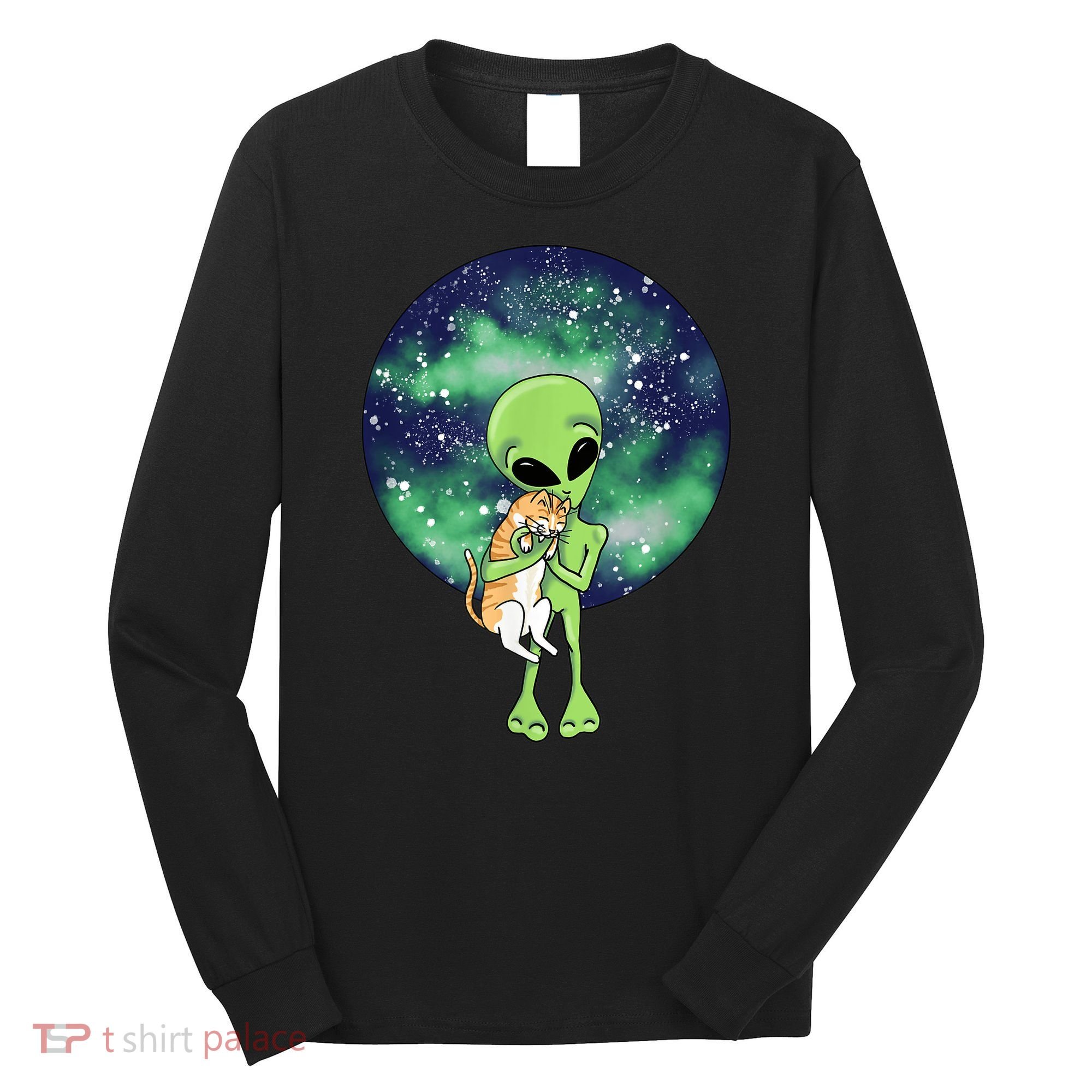 Alien And Cat Long Sleeve Shirt