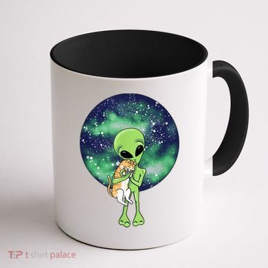 Alien And Cat Coffee Mug back