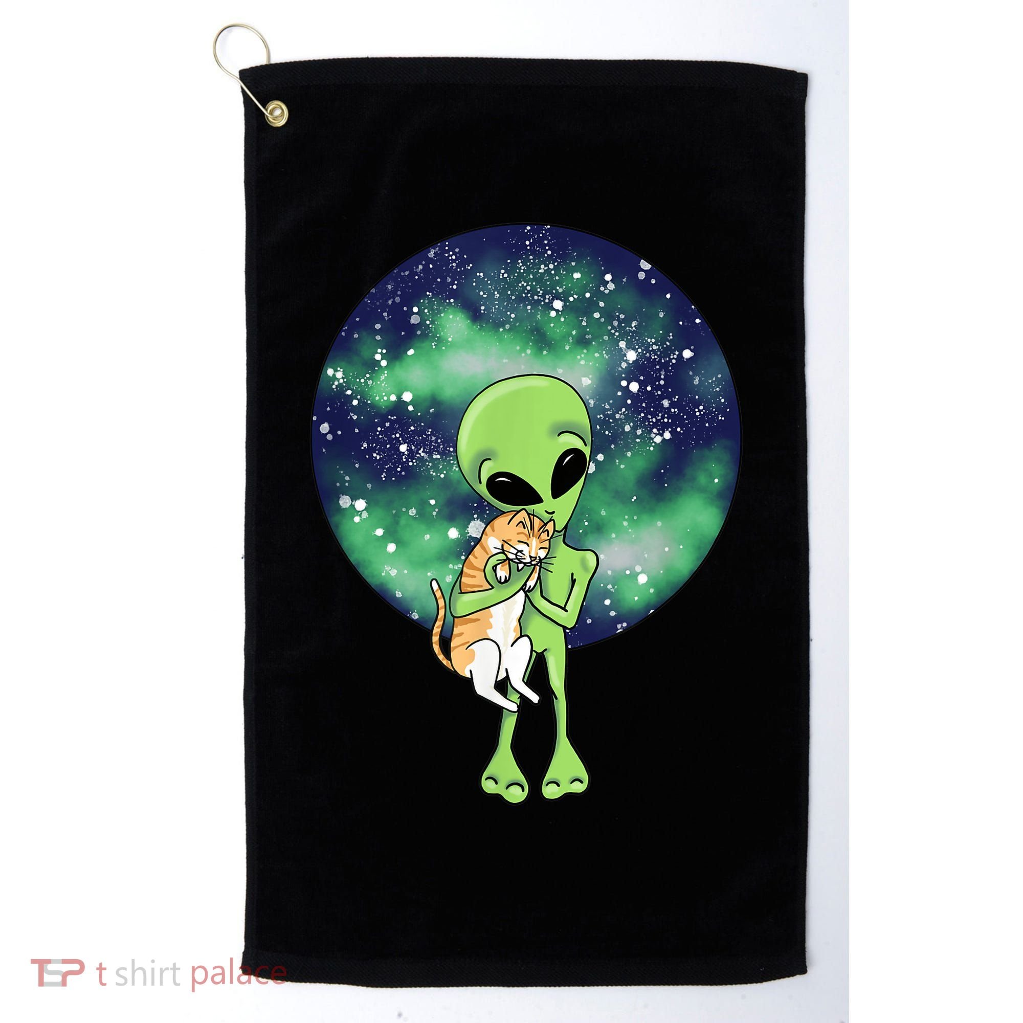 Alien And Cat Golf Towel