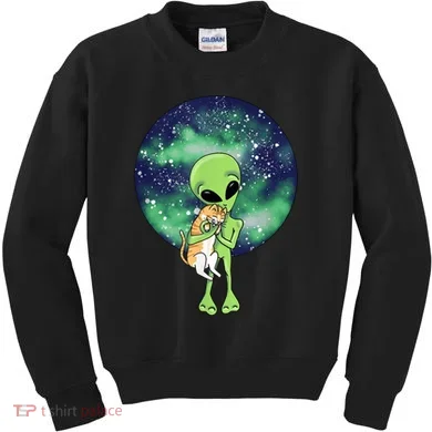 Alien And Cat Kids Sweatshirt