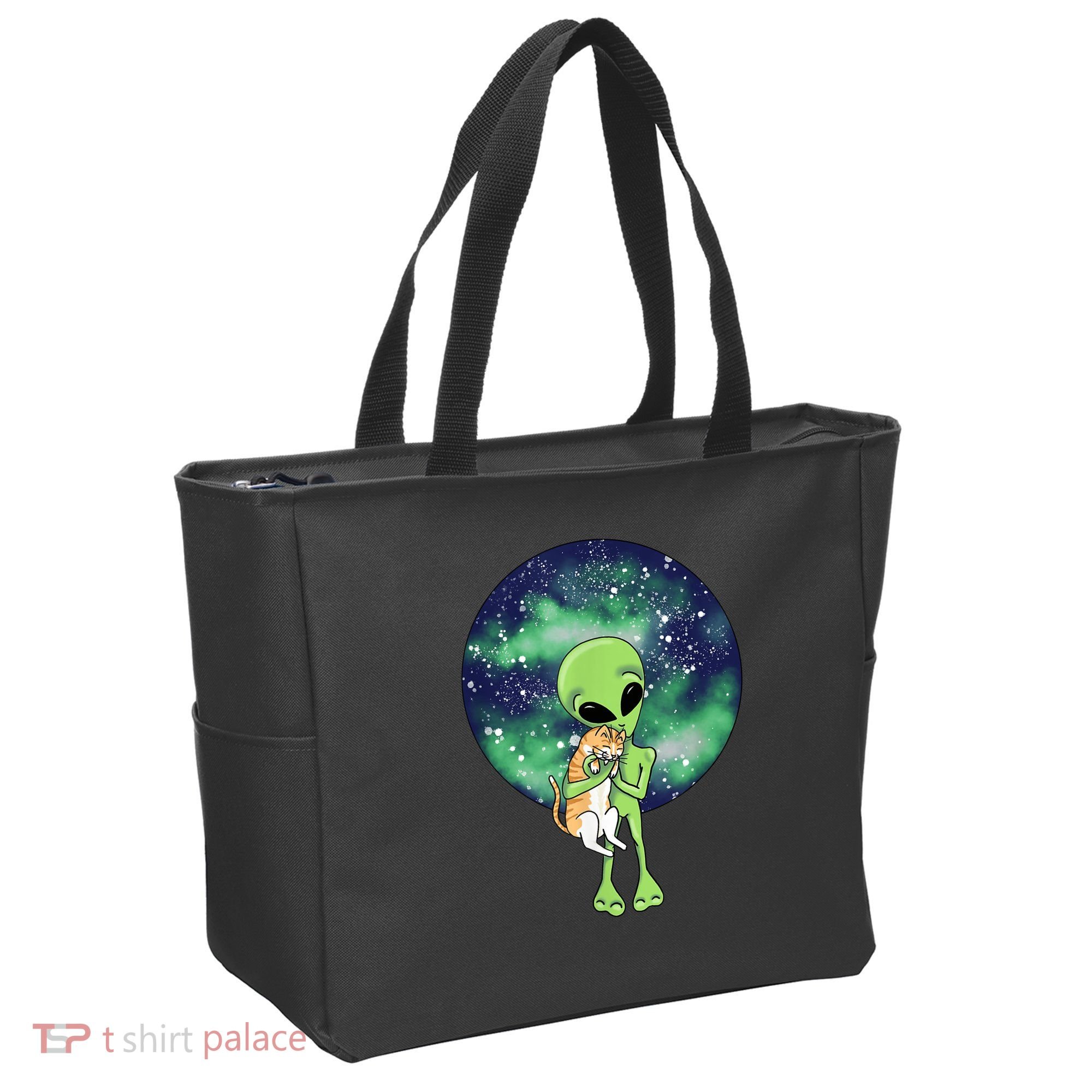 Alien And Cat Tote Bag