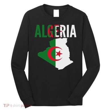 Algerian Algeria Country Map Flag Long Sleeve Shirt