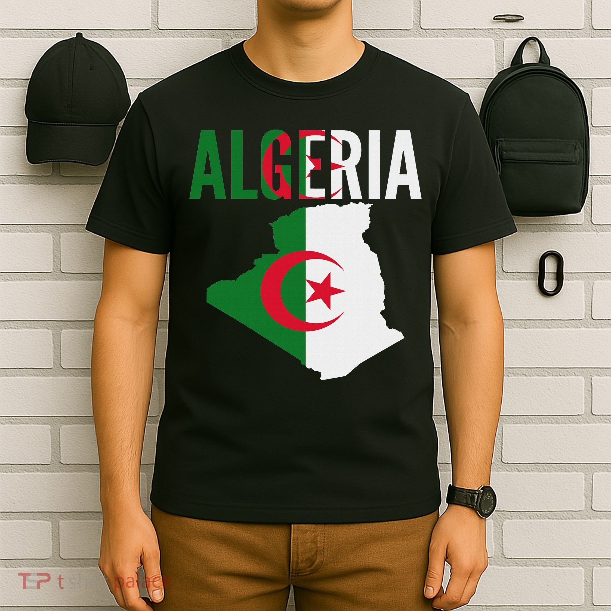 Algerian Algeria Country Map Flag T-Shirt