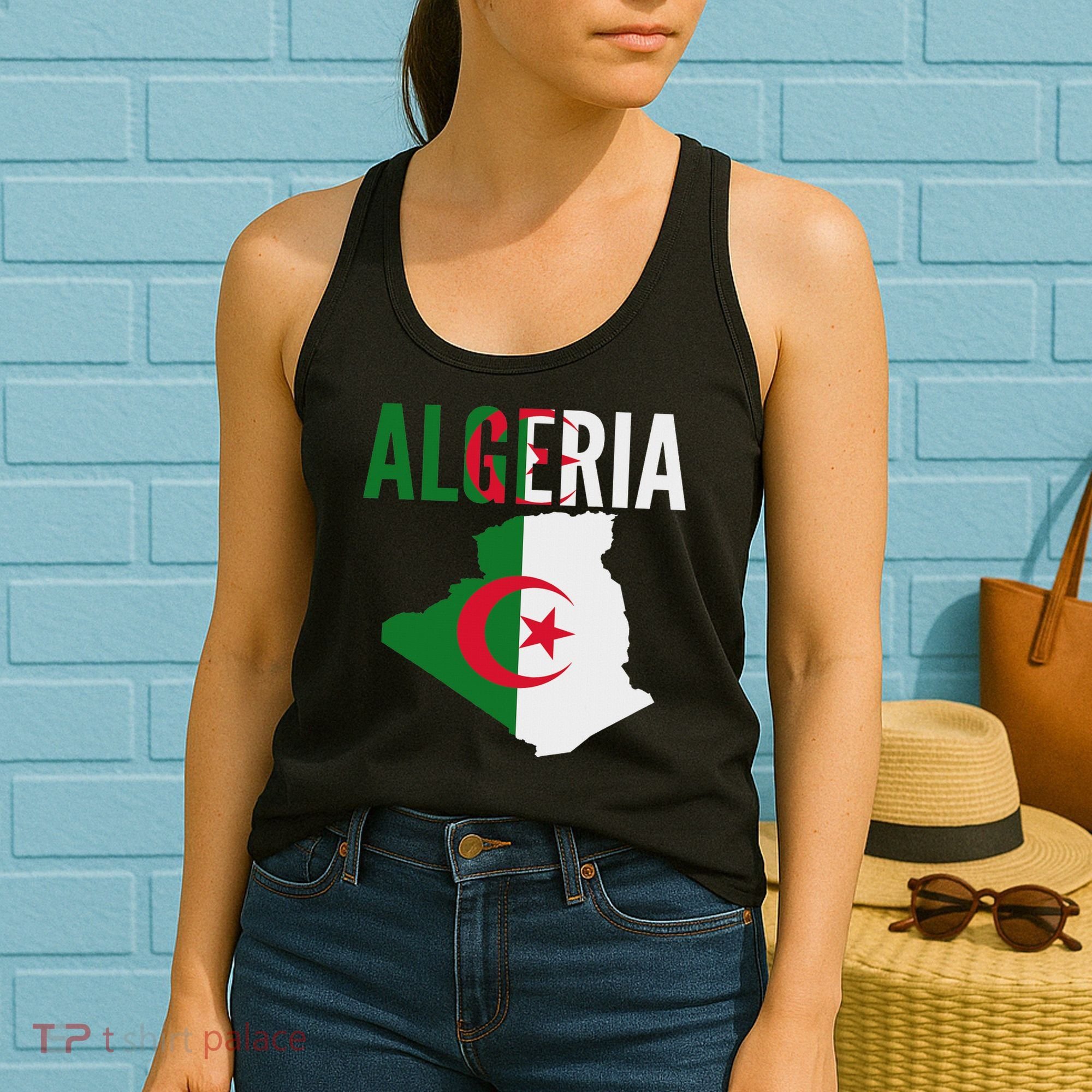 Algerian Algeria Country Map Flag Women's Tank Top