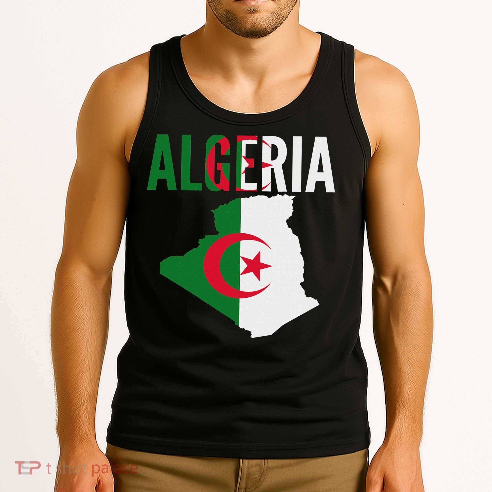 Algerian Algeria Country Map Flag Tank Top