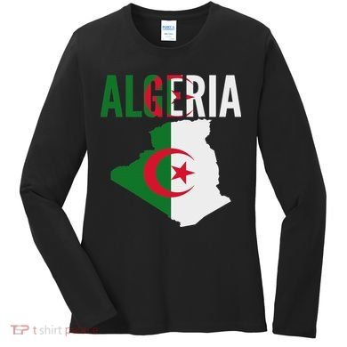 Algerian Algeria Country Map Flag Women's Long Sleeve Shirt