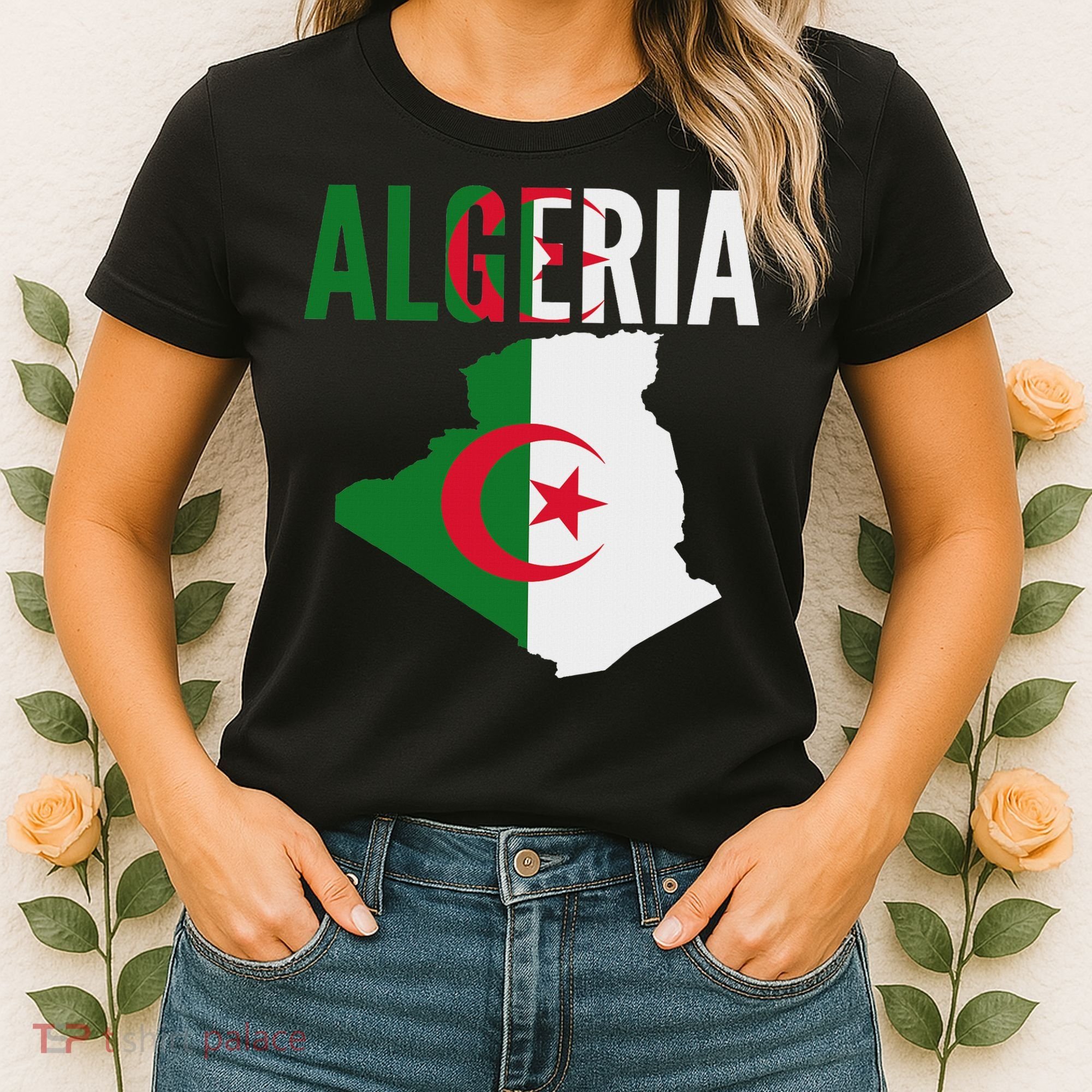 Algerian Algeria Country Map Flag Women's T-Shirt