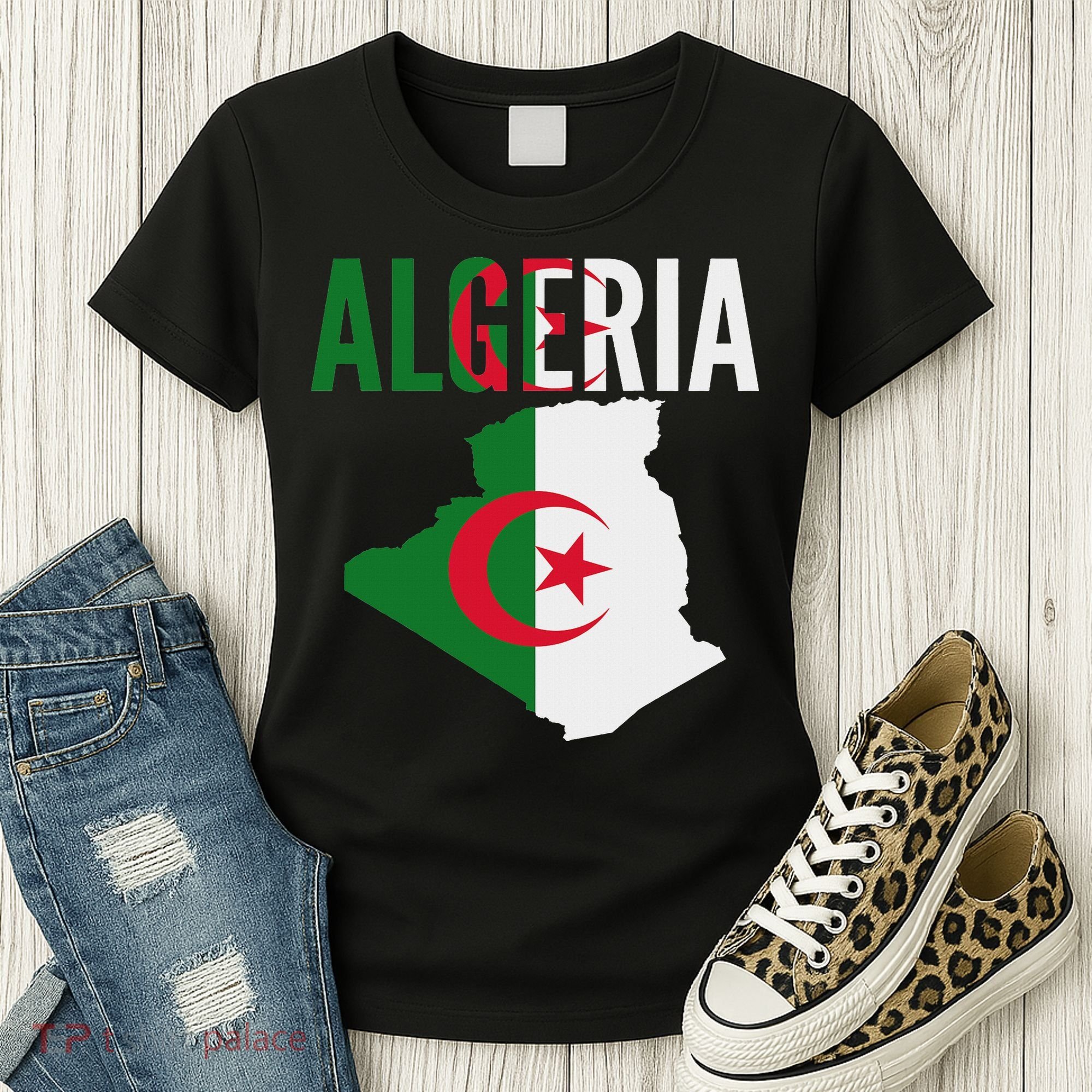 Algerian Algeria Country Map Flag Women's T-Shirt